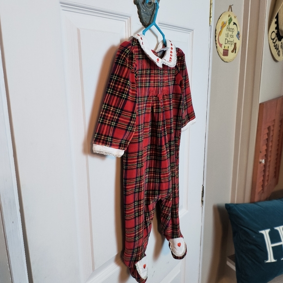 First Impressions Velour Christmas Print/Plaid size 3/6 M - Picture 2 of 8